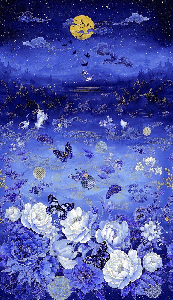 Moonlight Asian Moonlight Panel Ocean from Timeless Treasures