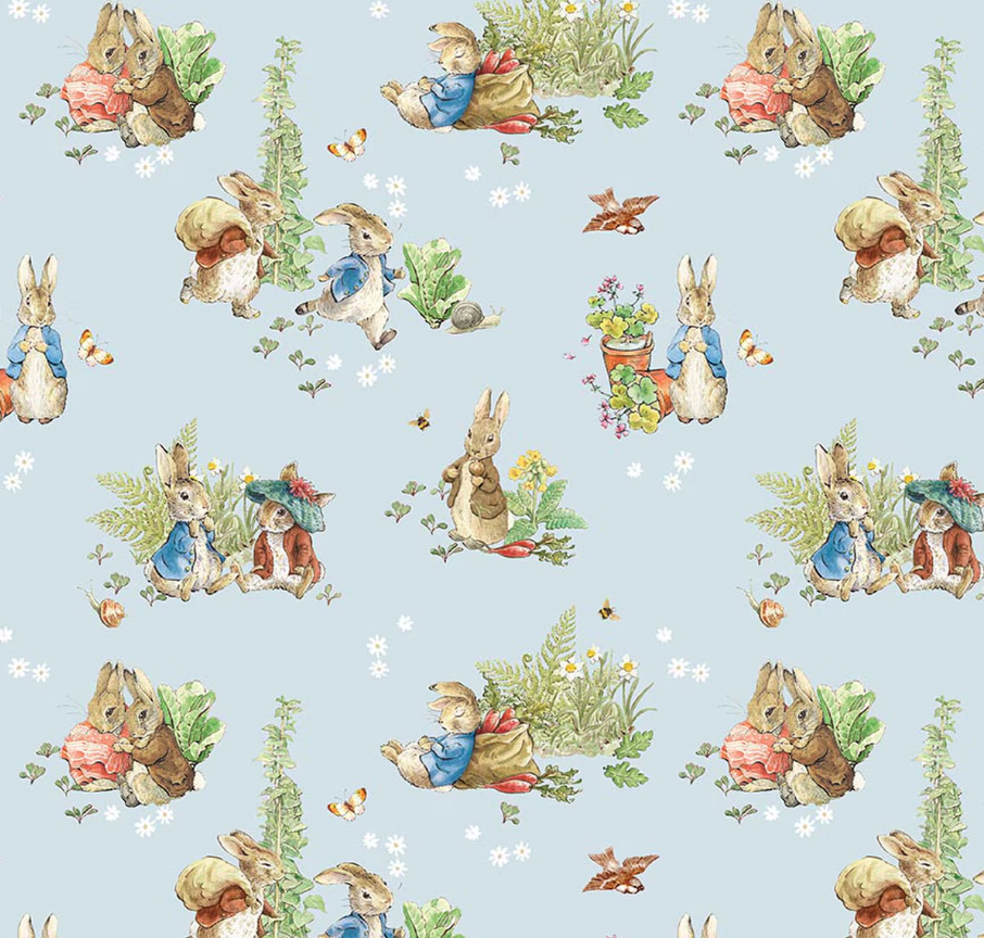Peter Rabbit and Benjamin Bunny Main Blue from Riley Blake