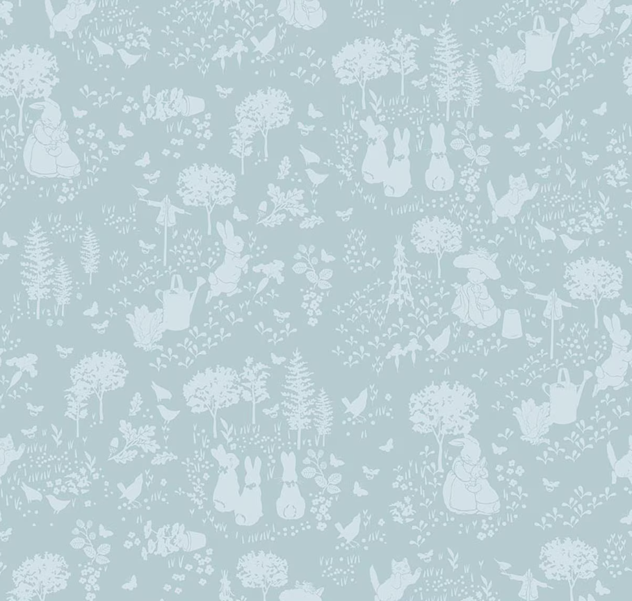 Peter Rabbit and Benjamin Bunny Tonal Garden Blue from Riley Blake