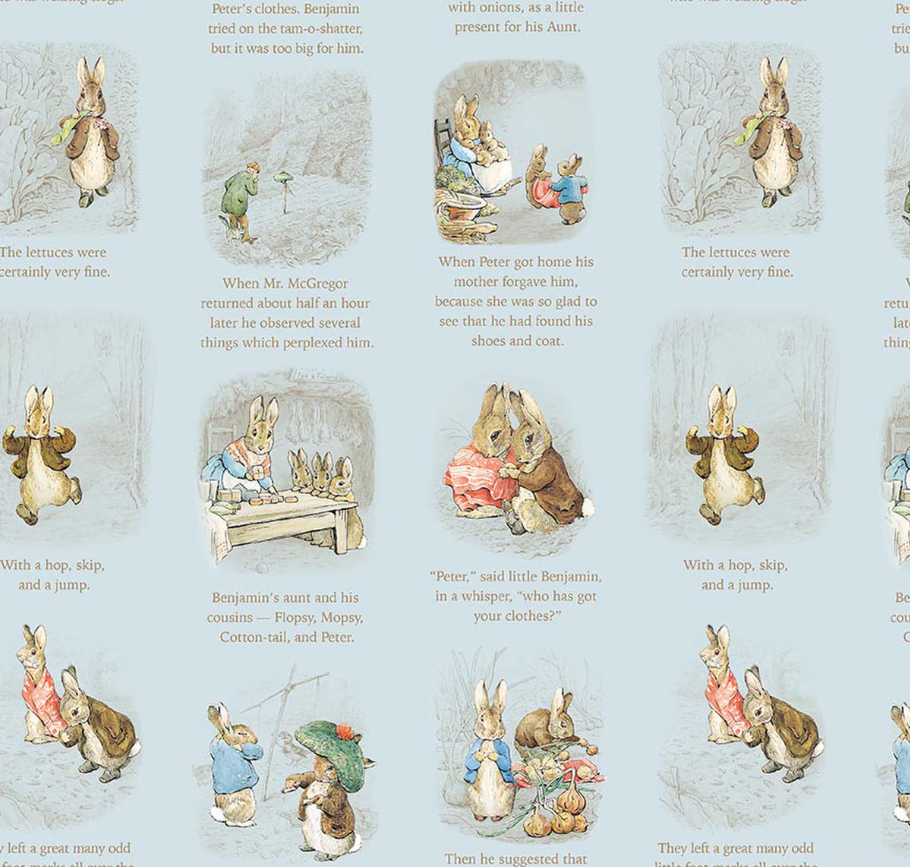 Peter Rabbit and Benjamin Bunny Story Time Blue from Riley Blake