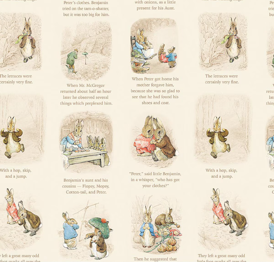 Peter Rabbit and Benjamin Bunny Story Time Cream from Riley Blake