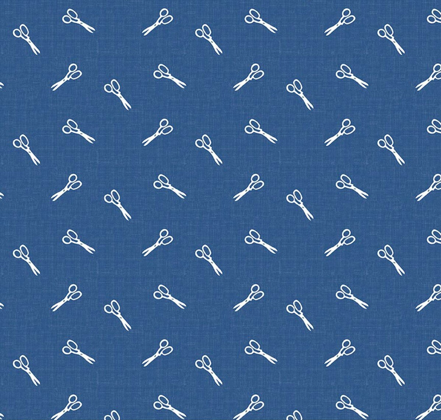 Blue Blooms and Threads Scissors Denim from RIley Blake