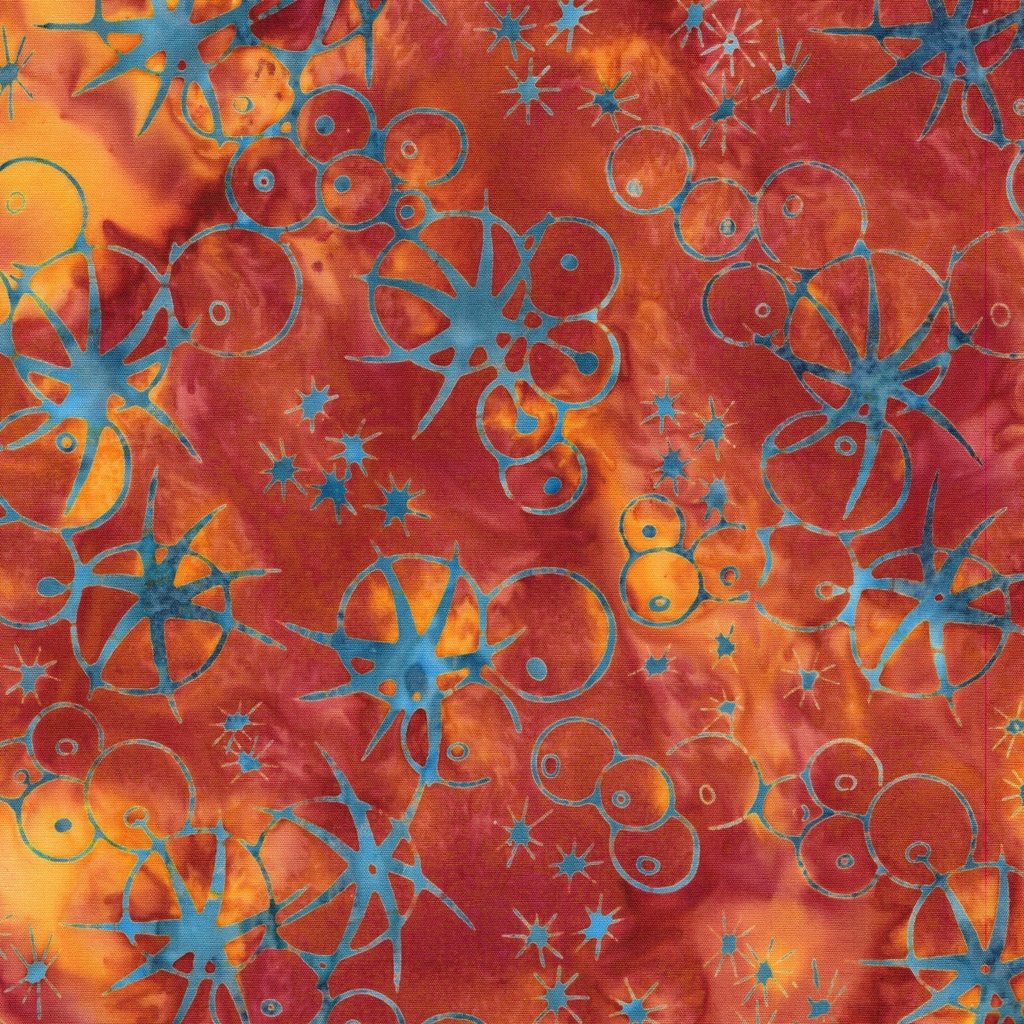 Starry Seas Sea Urchins Orange Vermillion from Island Batik