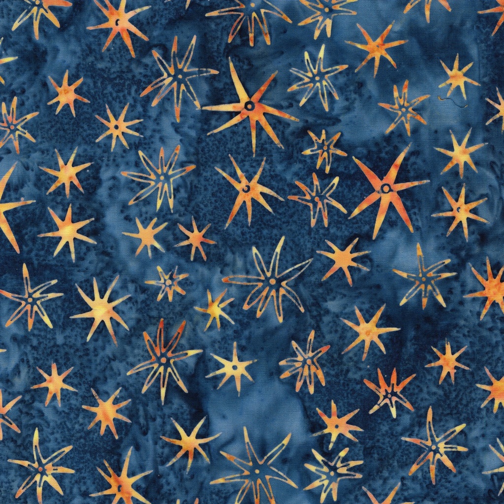 Starry Seas Sea Stars Multi Blue Orange from Island Batik