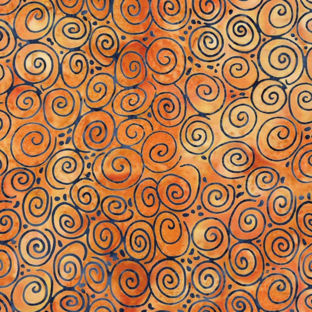 Starry Seas Spiral Orange Cheddar from Island Batik