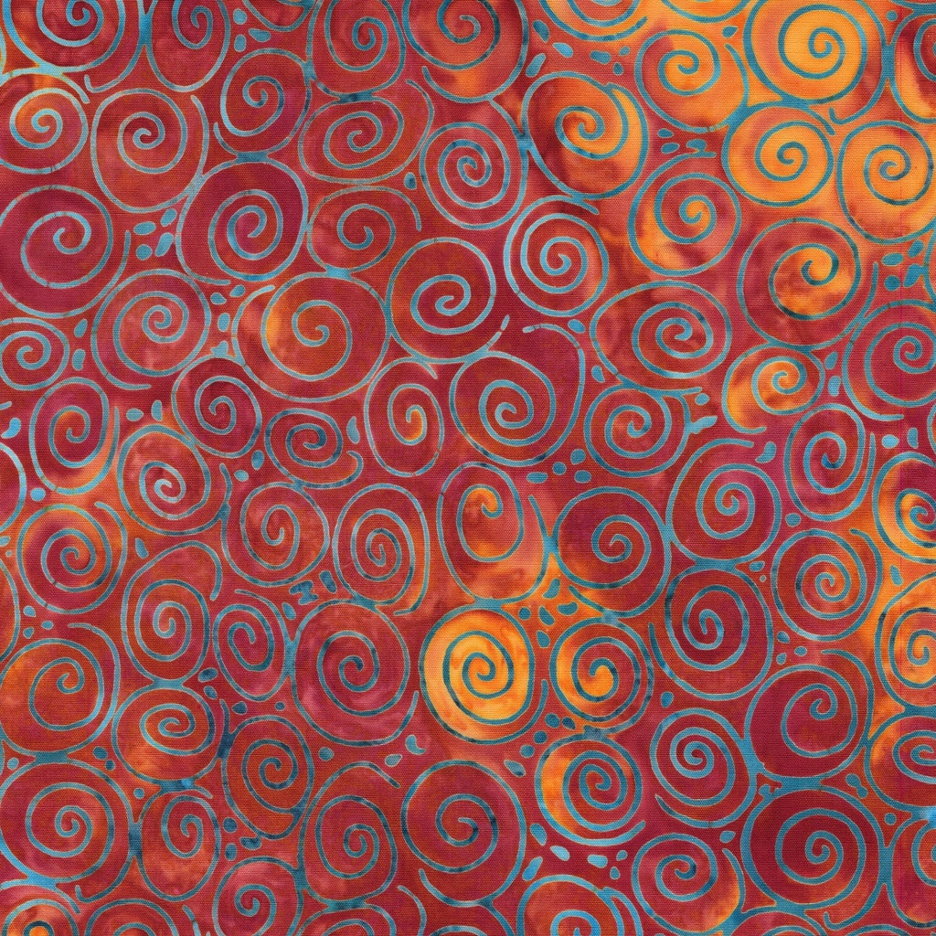 Starry Seas Spiral Orange Vermillion from Island Batik