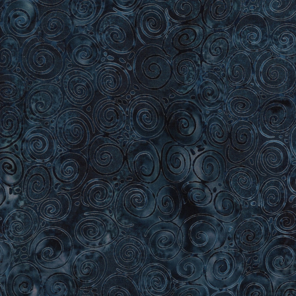 Starry Seas Spiral Blue Midnight Blue from Island Batik