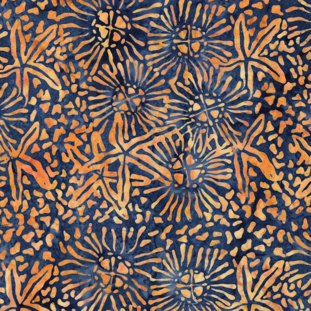 Starry Seas Starfish Marine Multi Blue Orange from Island Batik