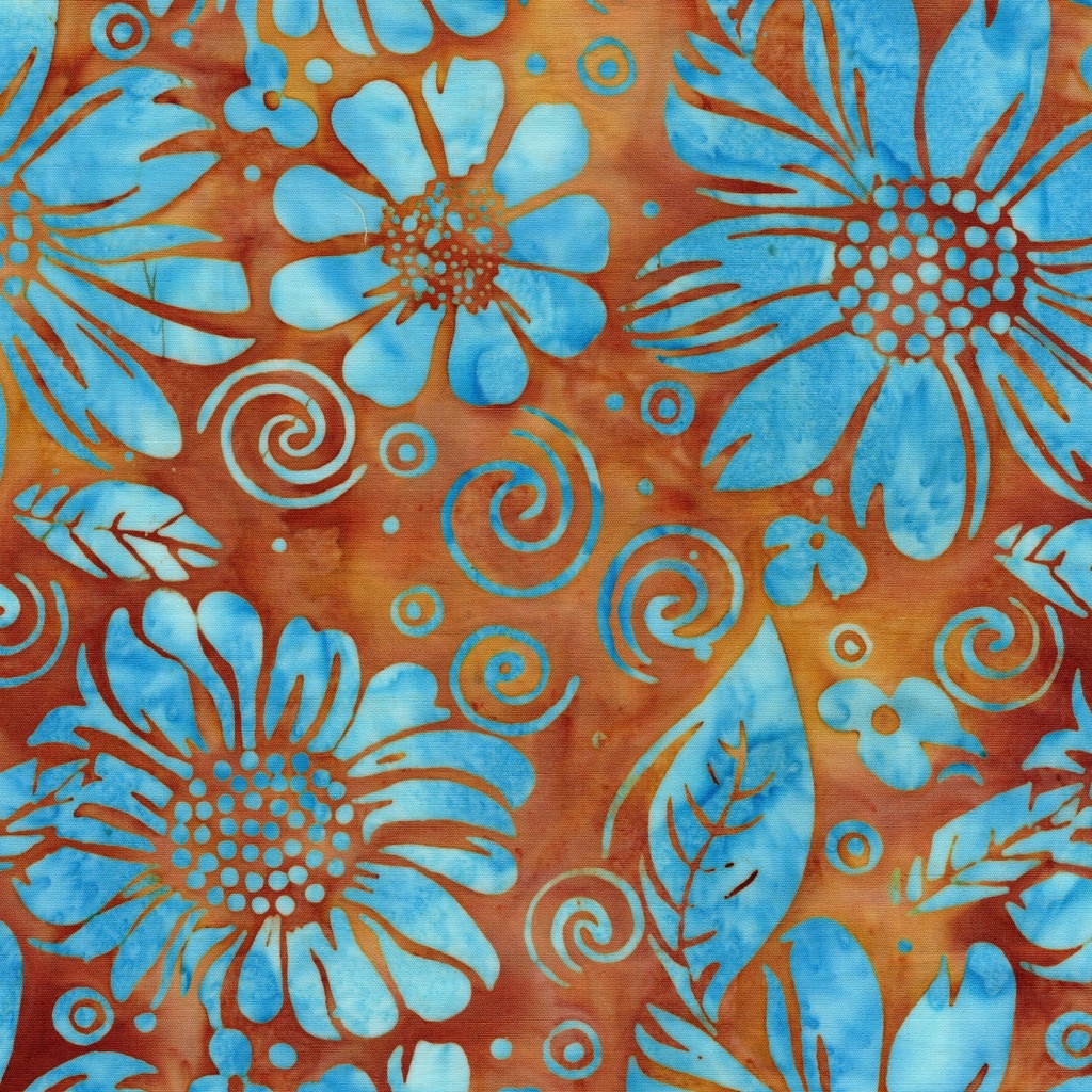 Bloom Grove Large Floral Brown Cinnamon from Island Batik