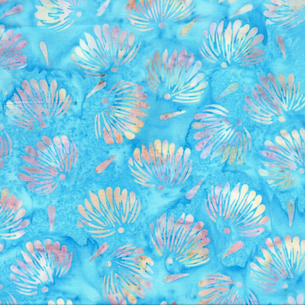 Bloom Grove Floral Fan Tossed Teal Pool from Island Batik