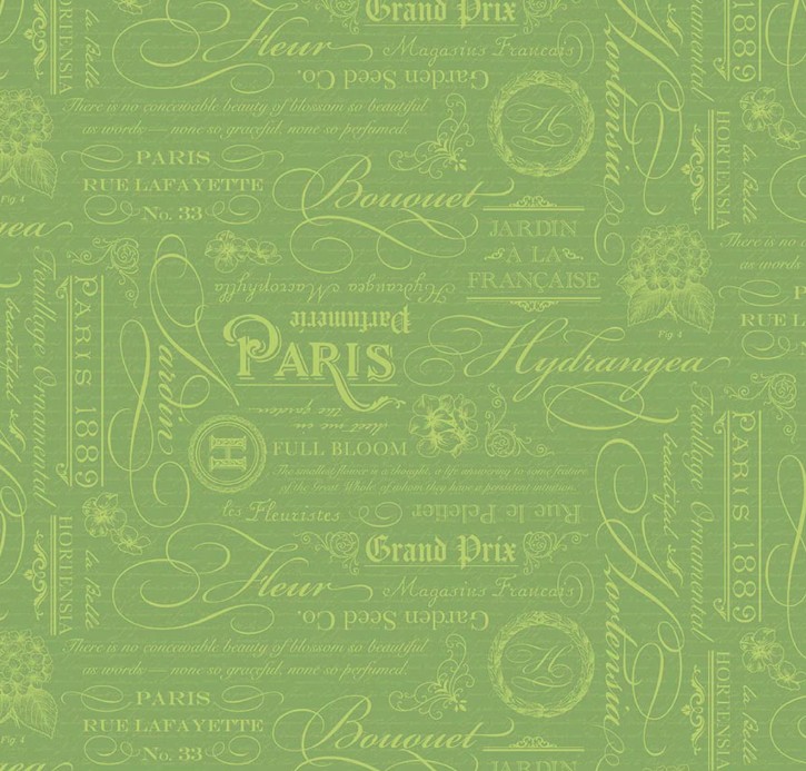 Hydrangeas in the Garden Text Green Pearl by Jennifer Bosworth for Riley Blake Designs