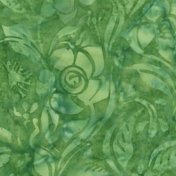 Everlasting Batiks Floral Spun Green Lemongrass by Jerry Khiev for Island Batik