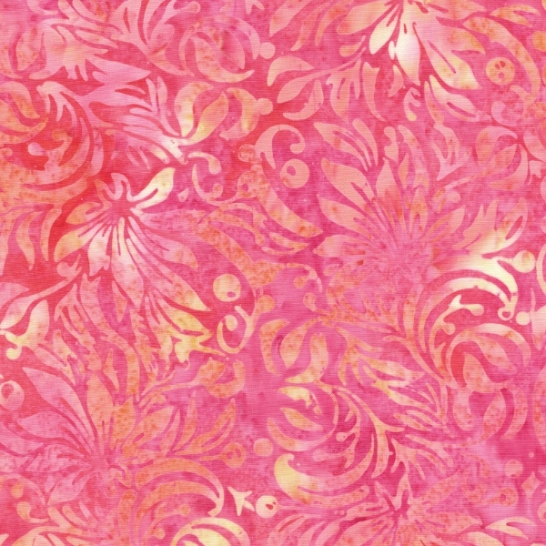 Everlasting Batiks Square Floral Multi Pink Orange Sunset by Jerry Khiev for Island Batik