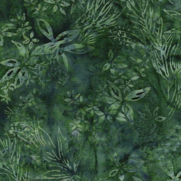 Everlasting Batiks Wildflowers Green Pine Needle by Jerry Khiev for Island Batik