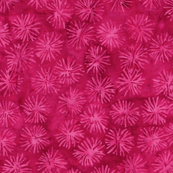 Everlasting Batiks Dandelion Pink Raspberry by Jerry Khiev for Island Batik
