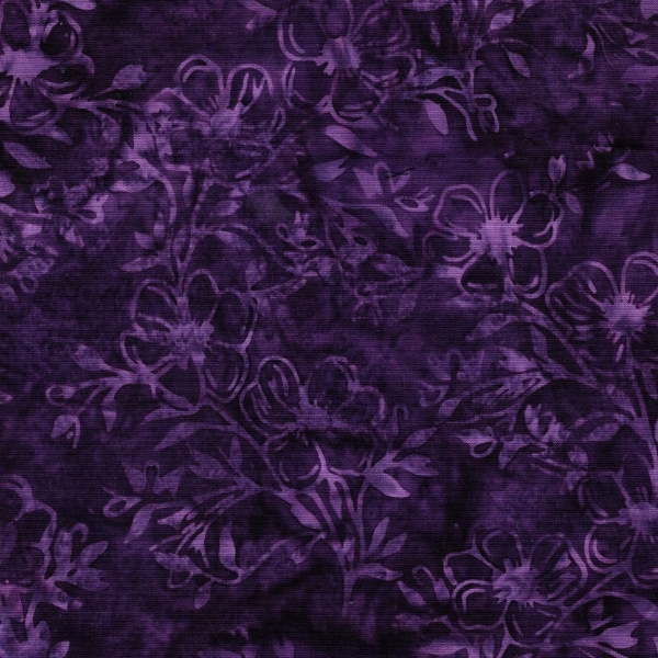 Berry Crush Batiks Dogwood Floral Purple by Jerry Khiev for Island Batik
