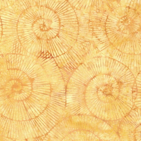 Geode Glow Batiks Fossil Spiral Yellow Amber by Kathy Engle for Island Batik