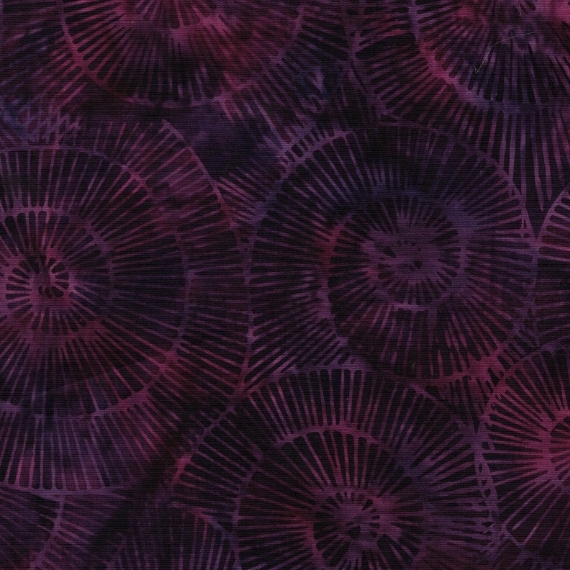 Geode Glow Batiks Fossil Spiral Purple Blackberry by Kathy Engle for Island Batik