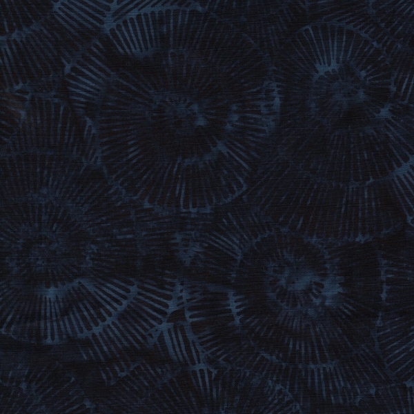 Geode Glow Batiks Fossil Spiral Blue Midnight Blue by Kathy Engle for Island Batik