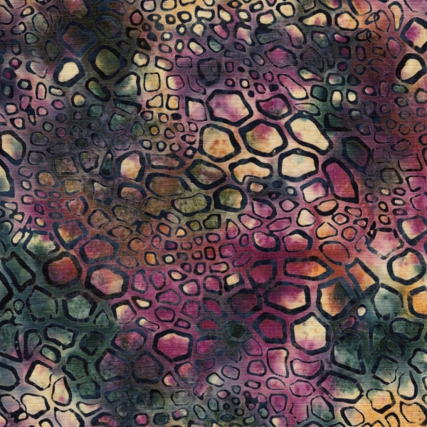 Geode Glow Batiks Iron Pyrite Cluster Multi Purple Green Concord by Kathy Engle for Island Batik