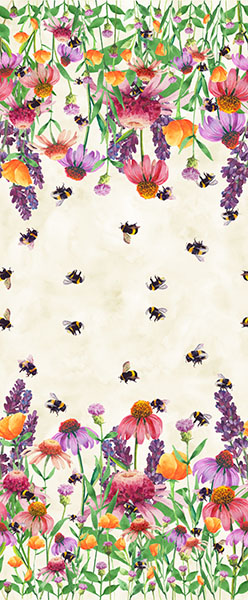 Buzzin' Around Double Border Papyrus from Hoffman Fabrics