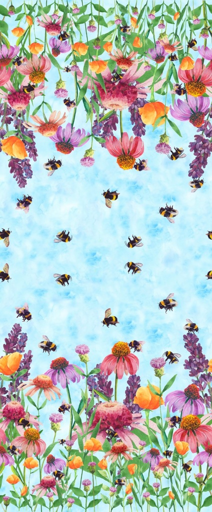 Buzzin' Around Double Border Sky from Hoffman Fabrics