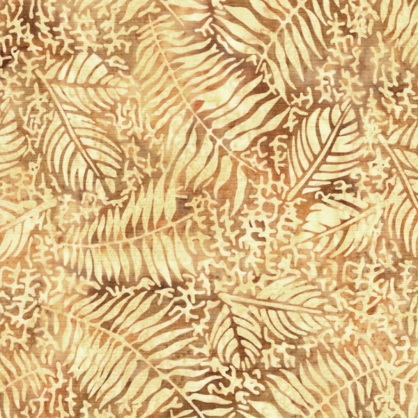 Stone Strata Batiks Fossil Fern Leaf Brown Jute by Kathy Engle for Island Batik