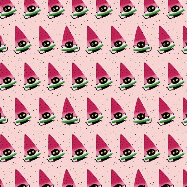 Furruit Cocktail One in a Meowlon Pink by Leezaworks for Dear Stella
