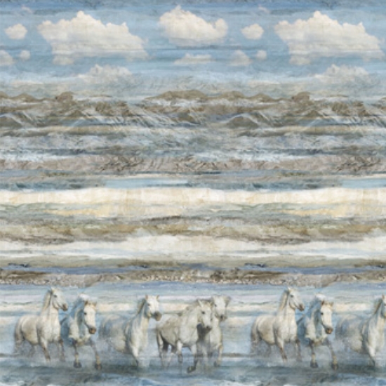 Running Free Horse Ombre Blue Multi from Northcott Fabrics