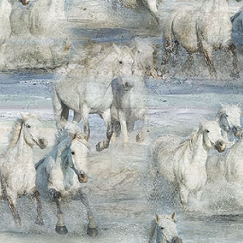 Running Free Horses Blue Multi from Northcott Fabrics