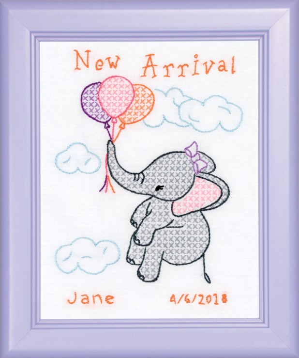 New Arrival Elephant Hand Embroidery Sampler Pattern from Jack Dempsey Inc