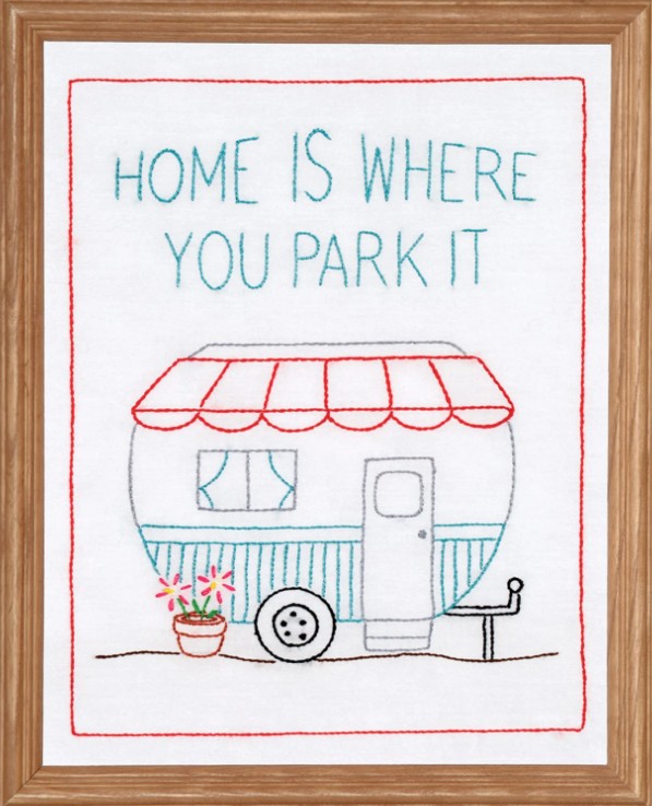 Happy Camper Hand Embroidery Sampler Pattern from Jack Dempsey Inc