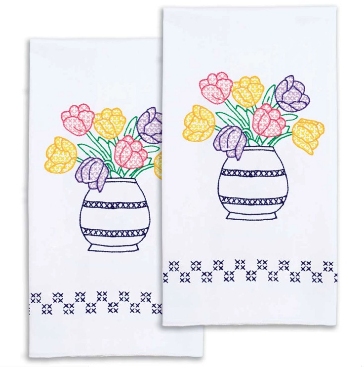 Beautiful Blooms Decorative Hand Towels Embroidery Pattern from Jack Dempsey Inc
