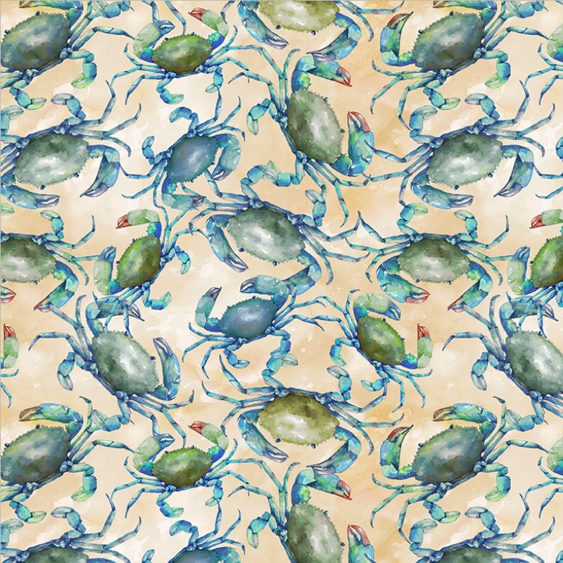 Ocean Life Crab Consortium Sand from Windham Fabrics