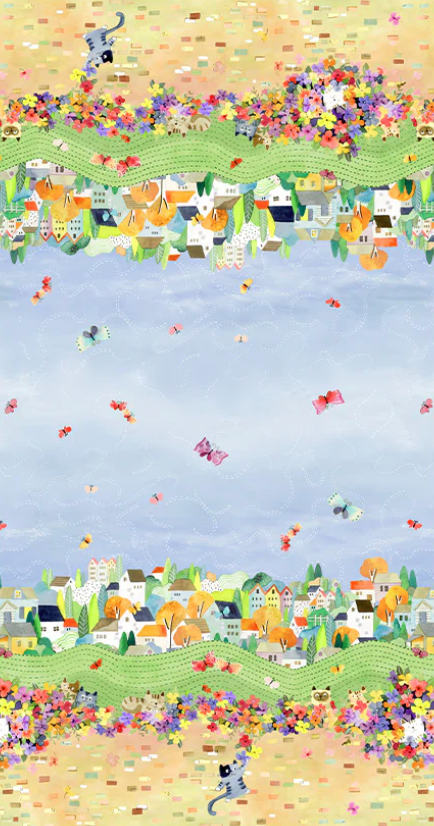 Cats Around Town Neighborhood Cats Double Border Multi from Windham Fabrics