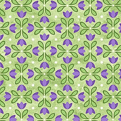 Tulip Garden Geometric Green Multi from Northcott Fabrics