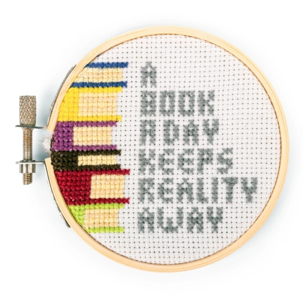 A Book a Day Mini Cross Stitch Kit from Kikkerland