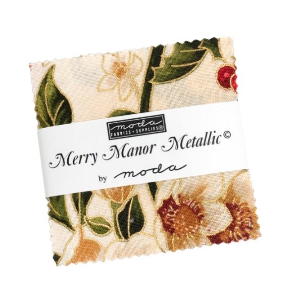 Merry Manor Metallic 2025 Mini Charm Pack by Moda Fabrics