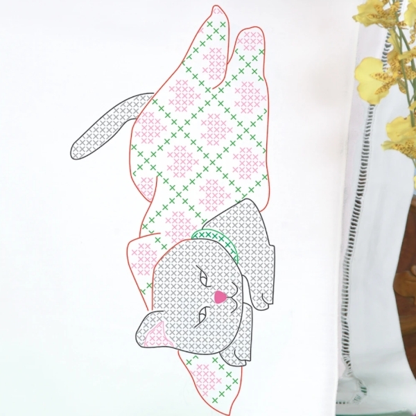 Cat in a Blanket Perle Edge Pillowcase Embroidery Pattern from Jack Dempsey Inc