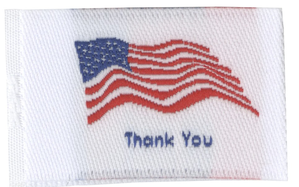 Thank You American Flag Quilt Label from Tag-It-Ons