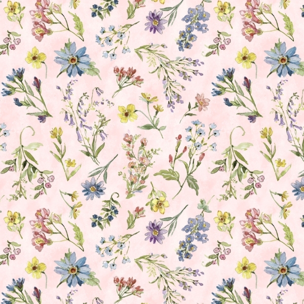 Nature's Serenade Wildflower Toss Pink by Susan Winget for Lumin Fabrics