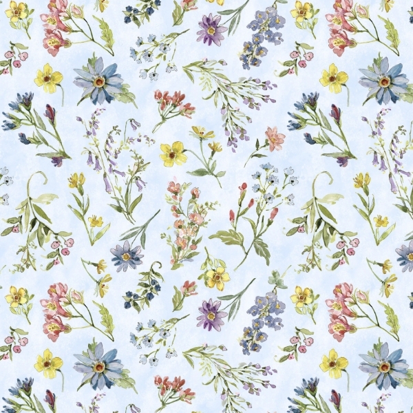 Nature's Serenade Wildflower Toss Blue by Susan Winget for Lumin Fabrics