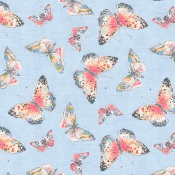Nature's Serenade Butterfly Toss Blue by Susan Winget for Lumin Fabrics