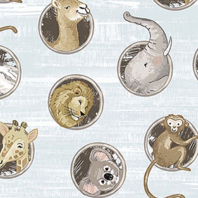 Two By Two Porthole Toss Pale Blue Multi from Northcott Fabrics