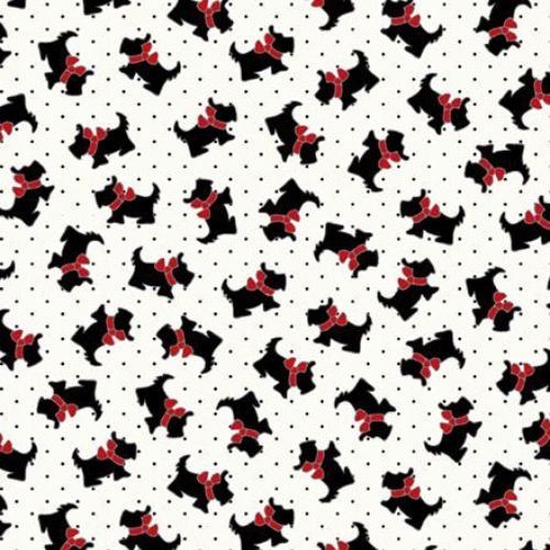 Aunt Grace Goes Bold Scottie Dogs Black from Marcus Fabrics