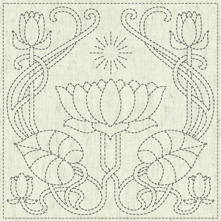 Sashiko Cloth Panel Serenity by Ky Fujita for QH Textiles
