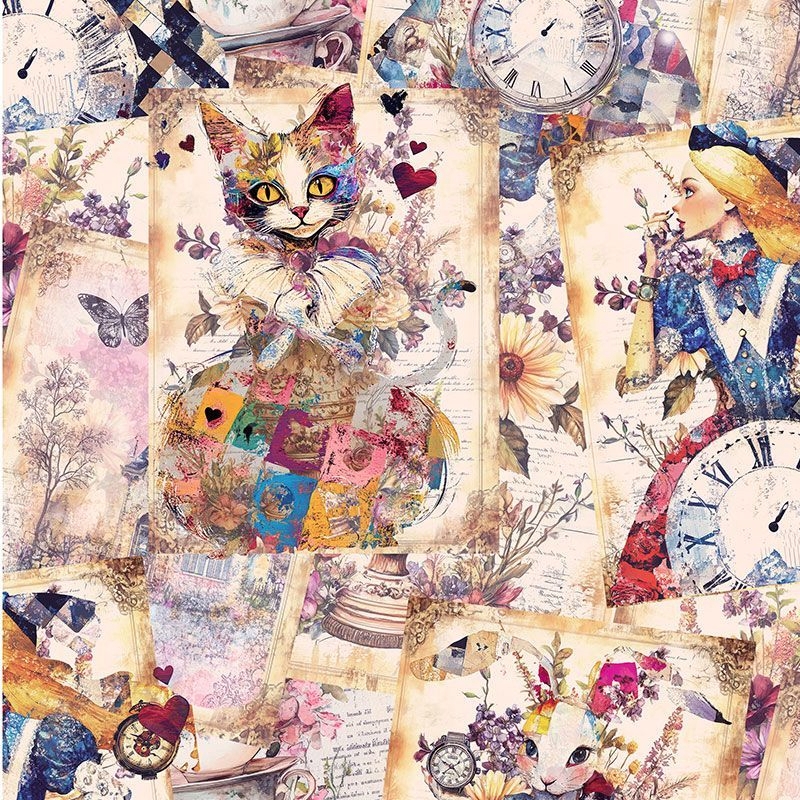 Looking Glass Alice's Dream Collage Multi from Timeless Treasures