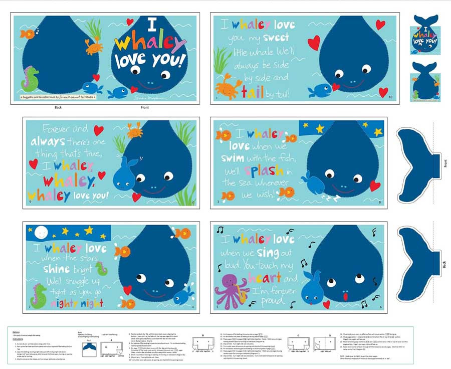 Huggable & Loveable Whaley Book Panel by Sandra Magsamen from Studio E