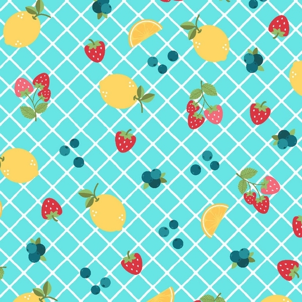 Sippin' on Sunshine Fruits Aqua Blue by Kimberbell for Maywood Studios