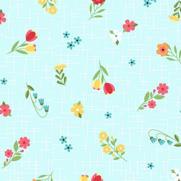 Sippin' on Sunshine Ditsy on Texture Aqua Blue by Kimberbell for Maywood Studio